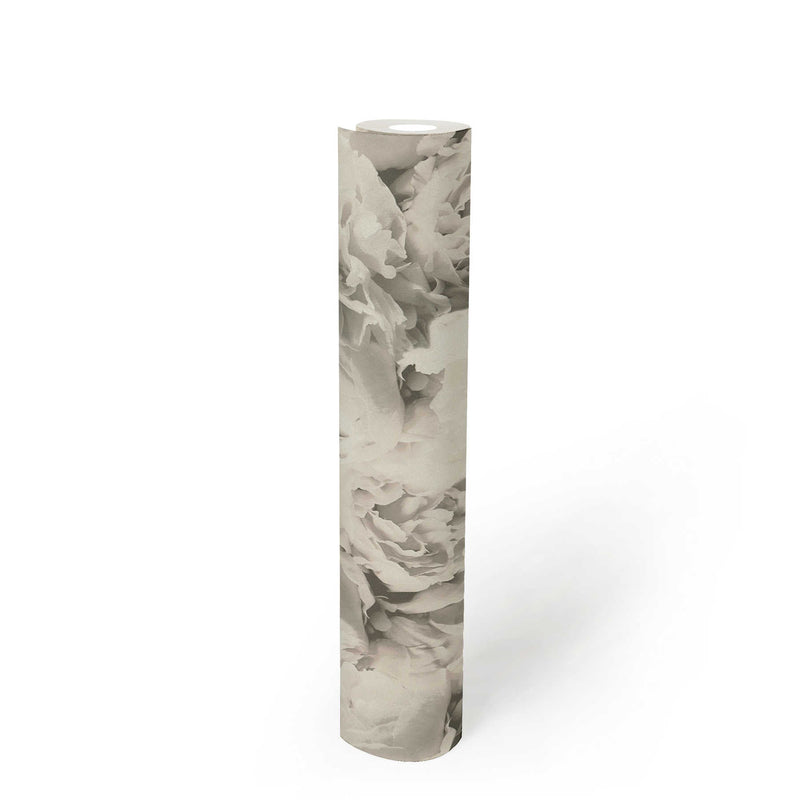 Peony Wallpaper - Grey/White