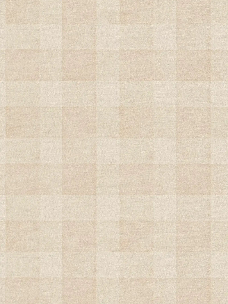 Bistro Plaid - Checkered Wallpaper - Cream