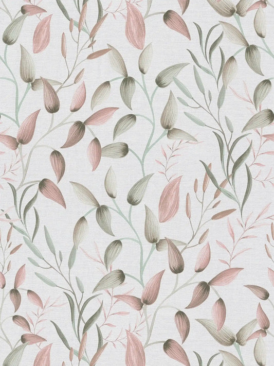 Floral Tendrils - Green and Pink