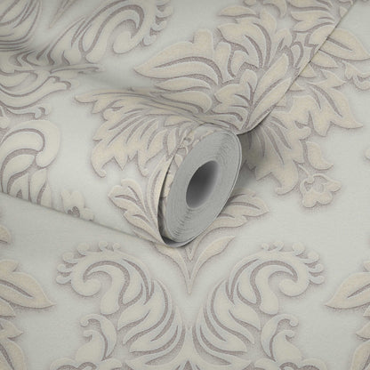 Two Toned Damask Wallpaper - Cream