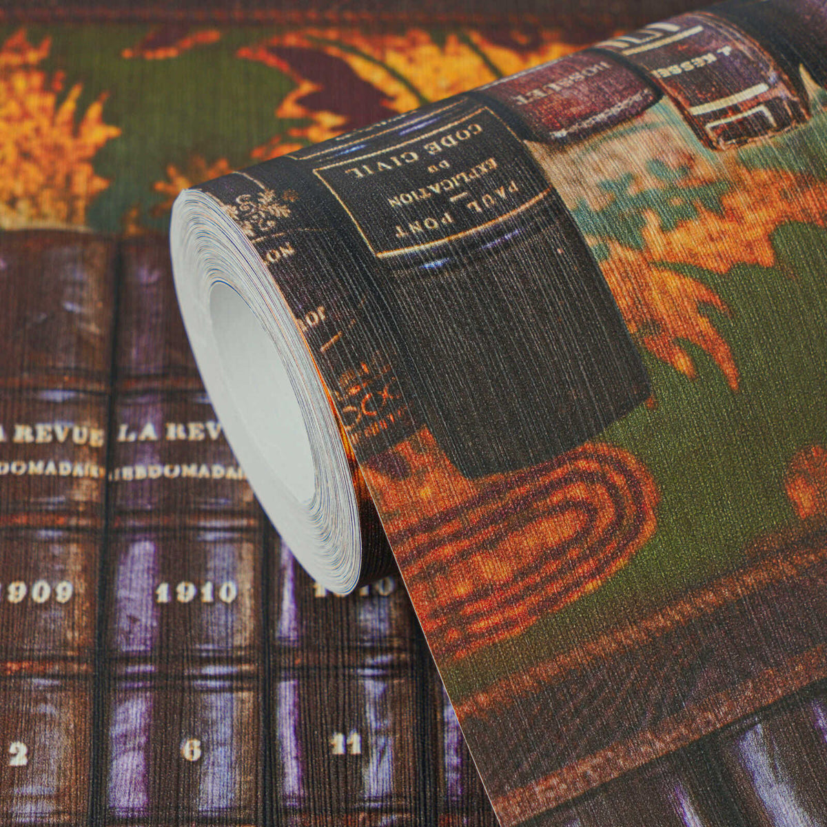 Library Bookshelf Vinyl Wallpaper – Multi