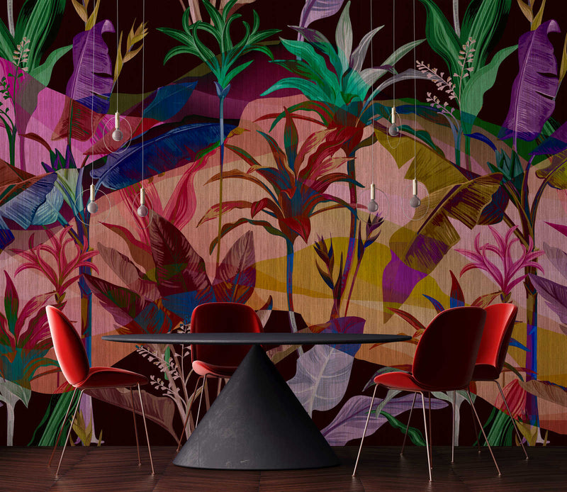 Palmyra - Jungle - Custom Sized Wallpaper Mural (per m2) - Red