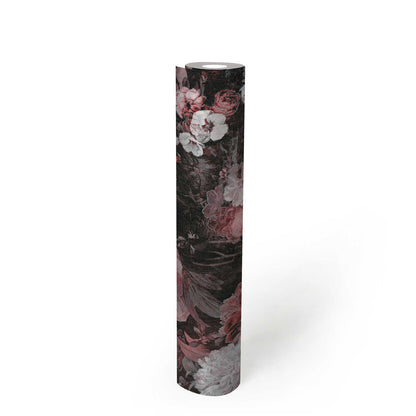 Melody Floral Wallpaper - Grey/Pink