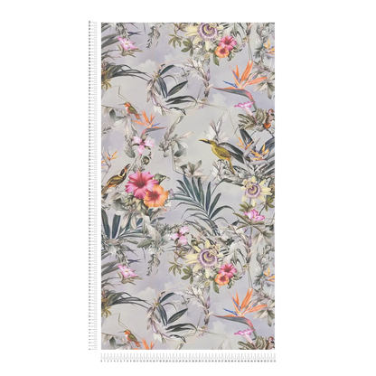 Hibiscus Haven – Crane & Bloom Wallpaper – Mist Blue