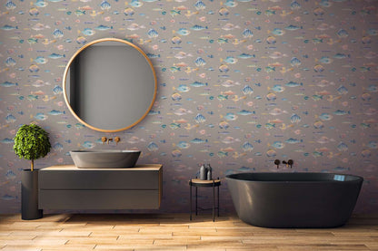 School's Out Fish Wallpaper - Grey