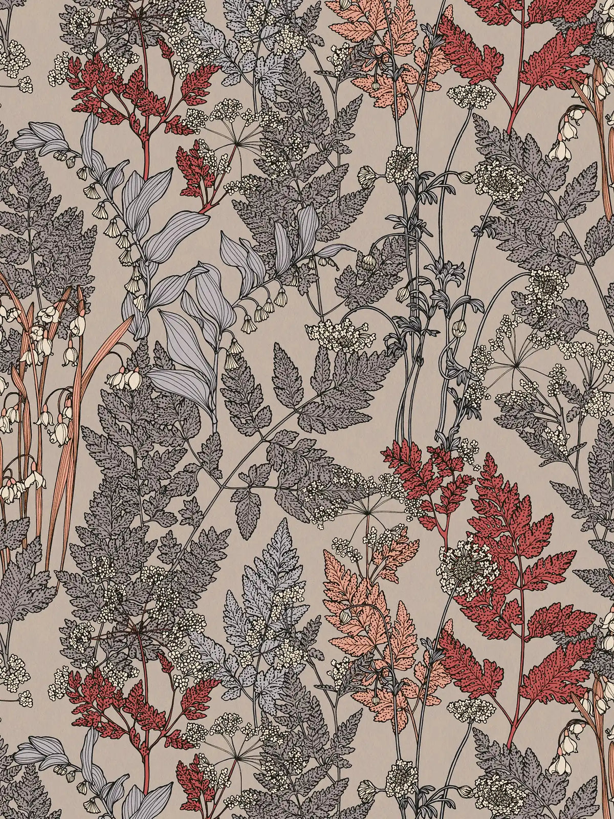 Sample - Floral Wallpaper - Brown/Orange