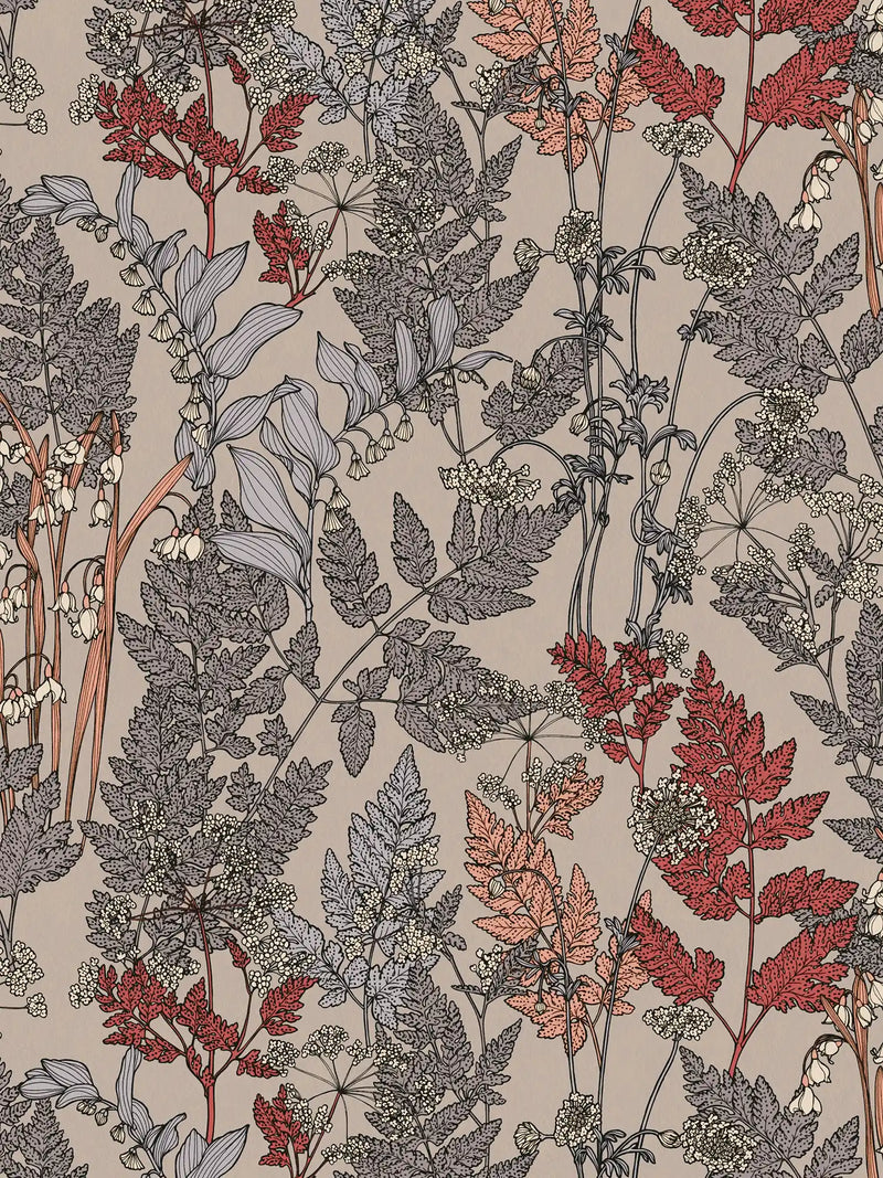 Sample - Floral Wallpaper - Brown/Orange