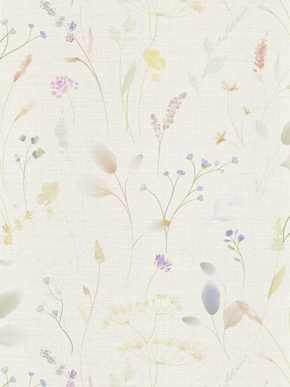 Wisp Wildflower wallpaper in natural – flat pattern
