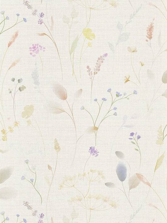 Wisp Wildflower wallpaper in natural – flat pattern