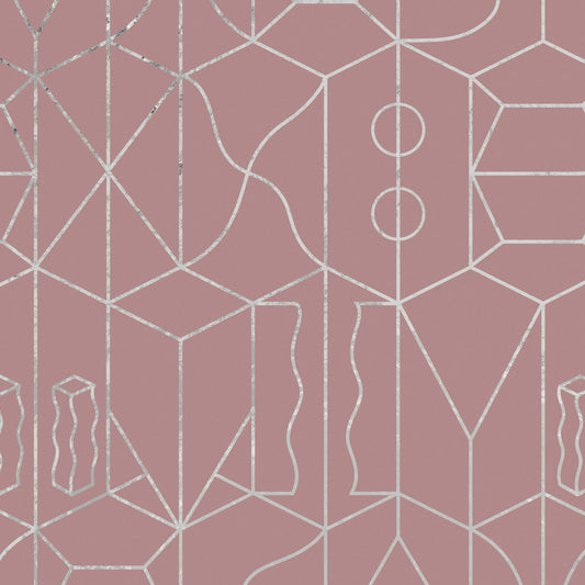 Never Ending Foil by Suzan Hijink Wallpaper - Silver Pink