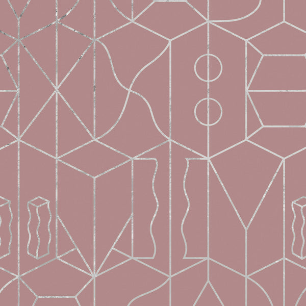 Sample - Never Ending Foil by Suzan Hijink Wallpaper - Silver Pink