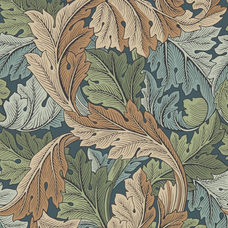Acanthus by Morris Wallpaper - Slate/Thyme