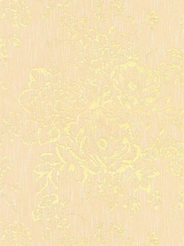 Sample - Textile Flower Wallpaper - Architects Paper - Metallic Silk - Cream/Gold
