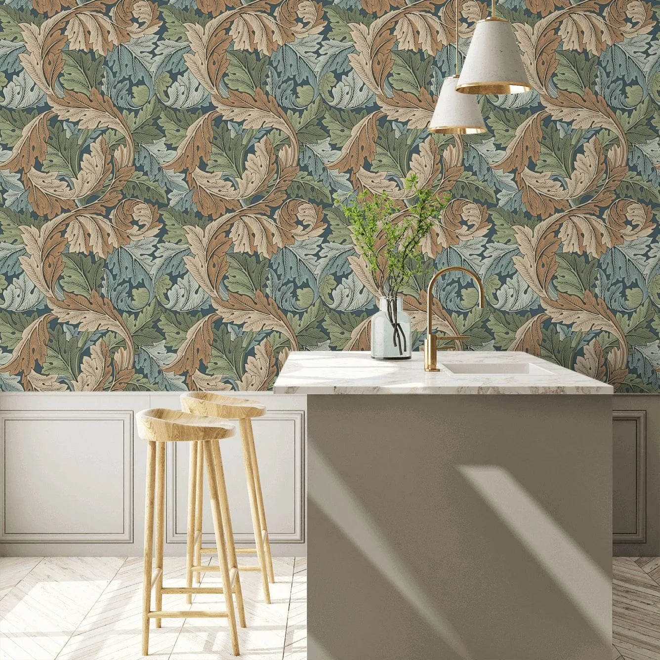 Acanthus by Morris Wallpaper - Slate/Thyme