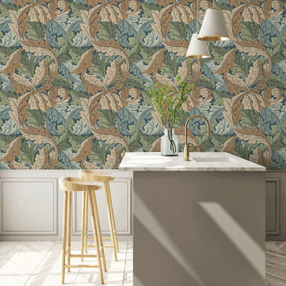 Acanthus by Morris Wallpaper - Slate/Thyme