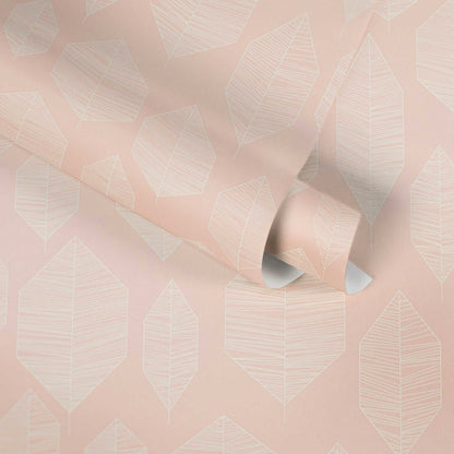 Geo Leaf Vinyl Wallpaper - Peach - Due in January 2027