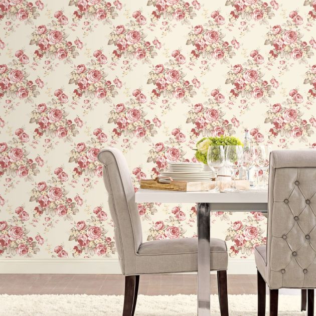 Rose Bouquet Wallpaper - Ivory