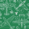Zoom Airplane - Forest Green - Custom Sized Wallpaper Mural (per m2)