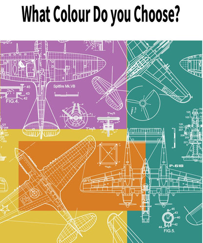Zoom Airplane - Blue - Custom Sized Wallpaper Mural (per m2)