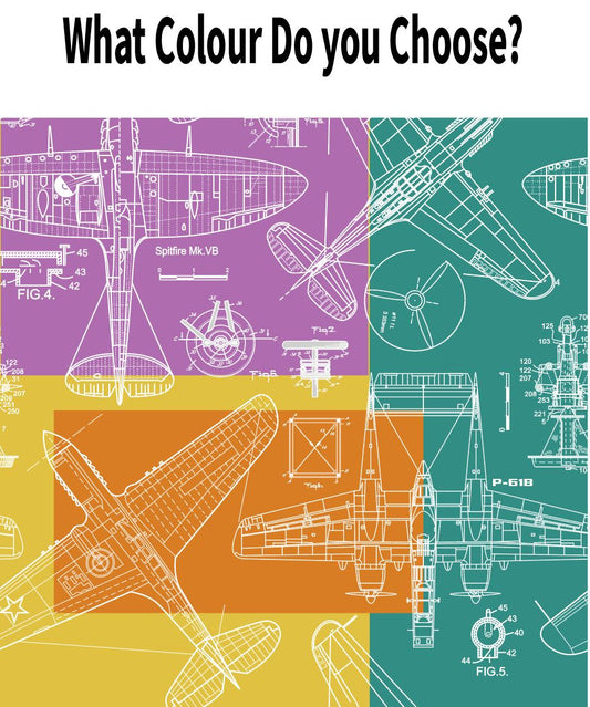 Zoom Airplane - Blue - Custom Sized Wallpaper Mural (per m2)