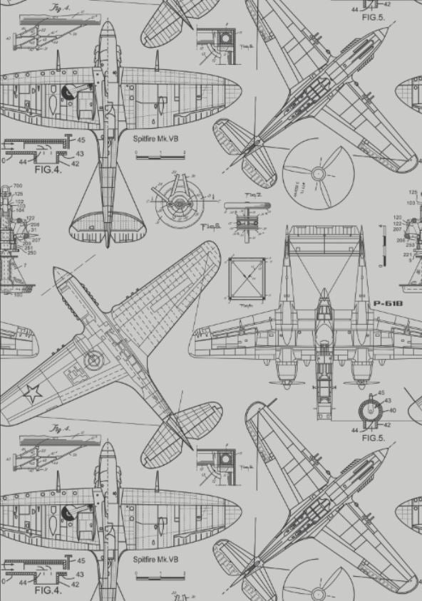 Sample – Zoom Airplane - Grey - Custom Sized Wallpaper Mural (per m2)