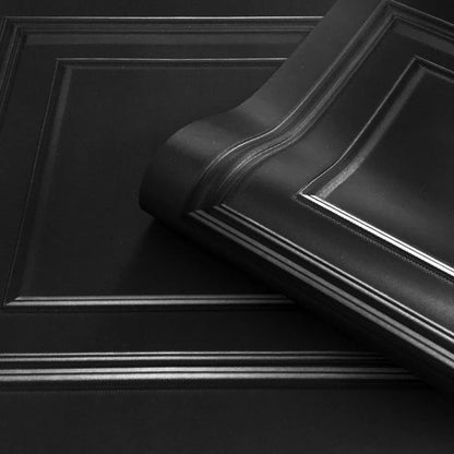 Amara Wood Panel Vinyl Wallpaper - Black