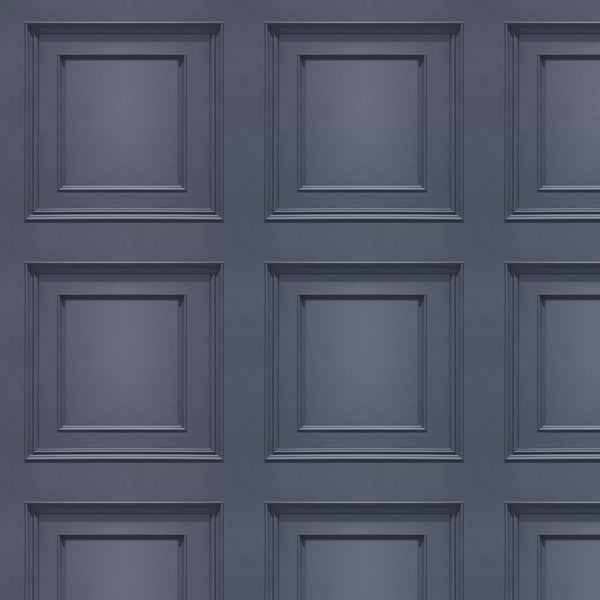 Sample - Amara Wood Panel Wallpaper - Navy Blue