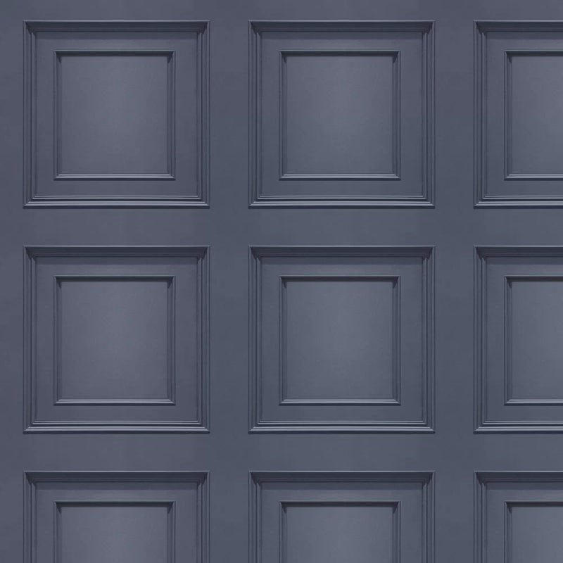 Sample - Amara Wood Panel Wallpaper - Navy Blue