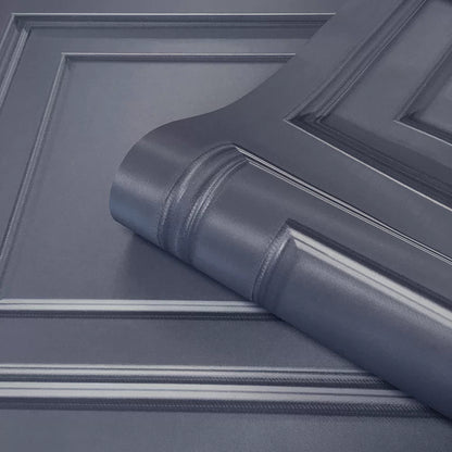 Amara Wood Panel Vinyl Wallpaper - Navy Blue