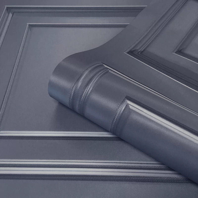 Amara Wood Panel Wallpaper - Navy Blue