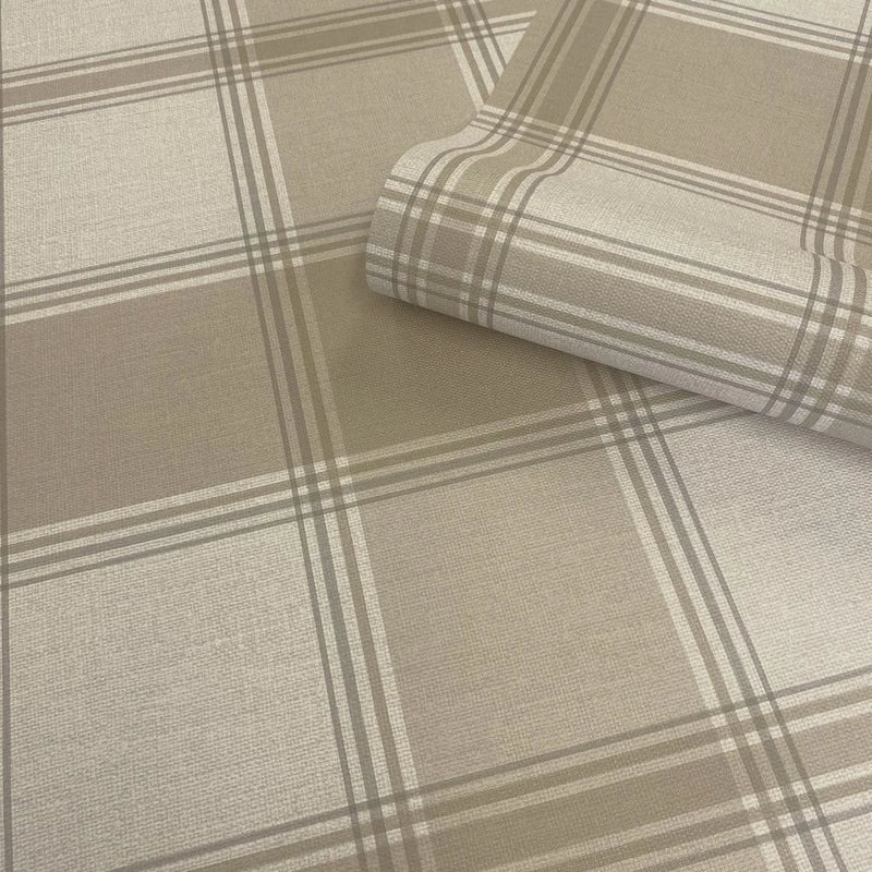 Carmella Check Wallpaper (Vinyl) - Beige
