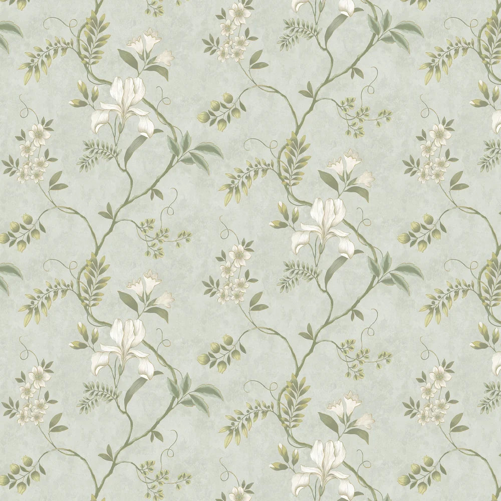 Dancing Iris - Wallpaper - Duck Egg