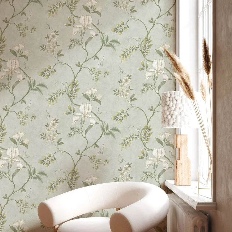 Dancing Iris - Wallpaper - Duck Egg