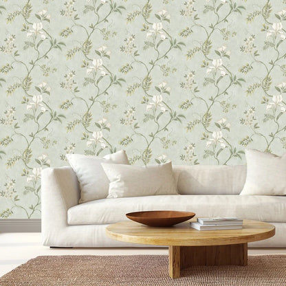 Dancing Iris - Wallpaper - Duck Egg
