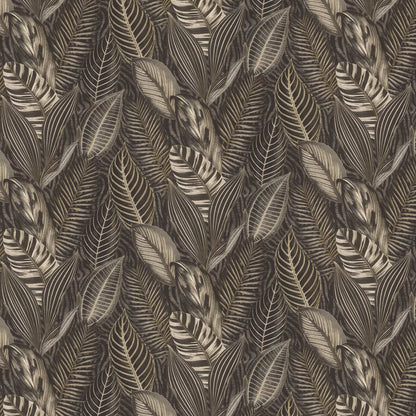 Exotic Leaves Wallpaper - Black and Gold