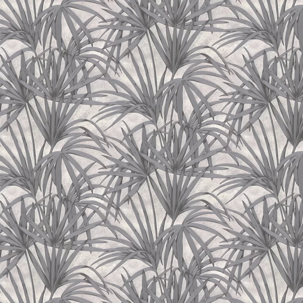 Glitter Palm Leaf Wallpaper - Dark Grey