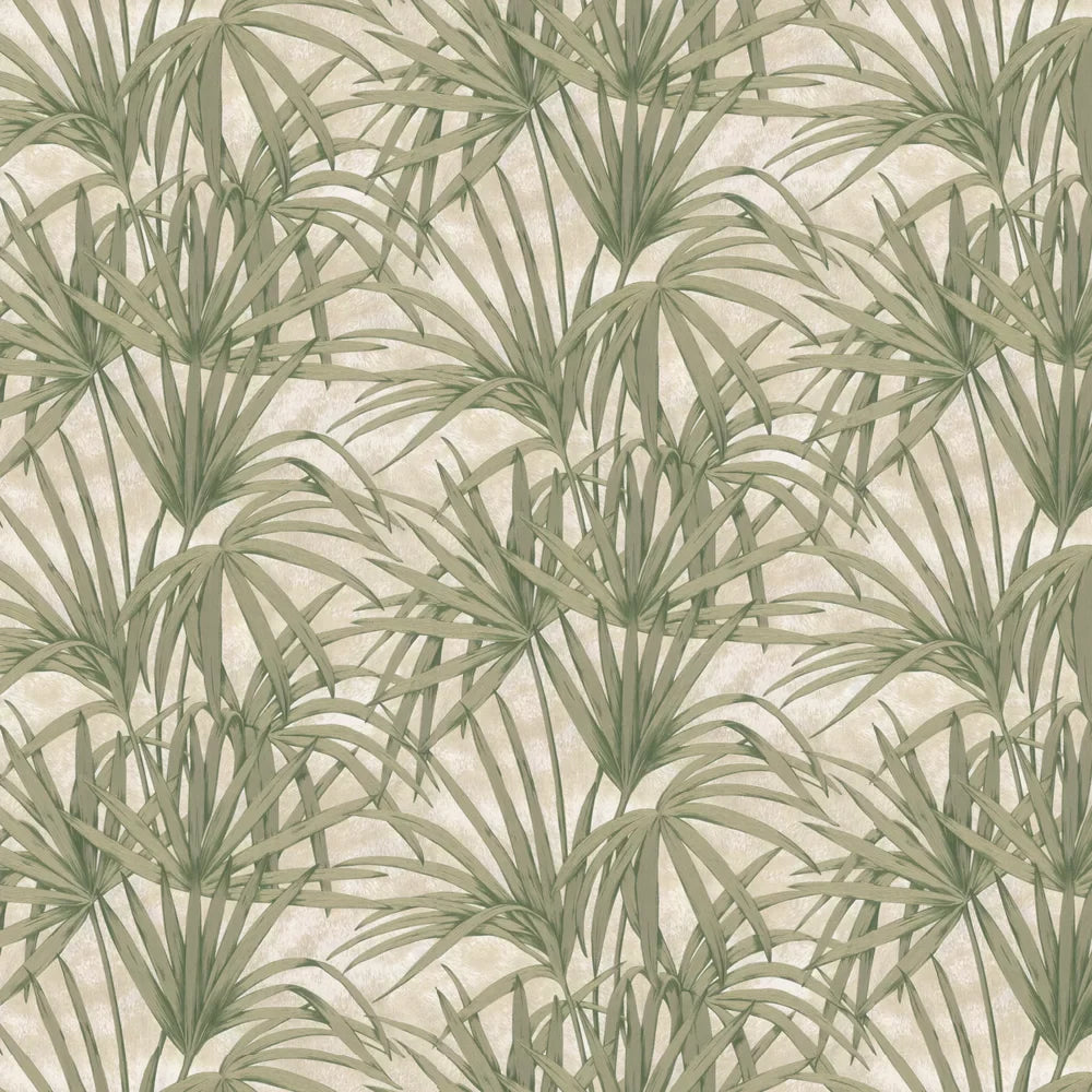 Sample - Glitter Palm Leaf Wallpaper - Green