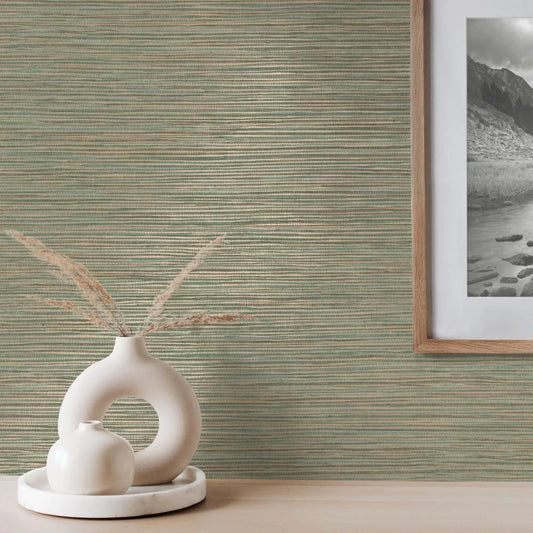 Grasscloth Wallpaper - Brown/Sage