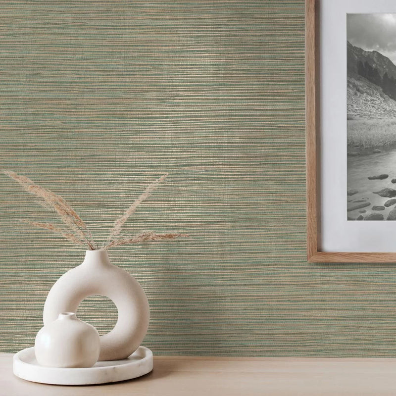 Grasscloth Wallpaper-Brown Sage