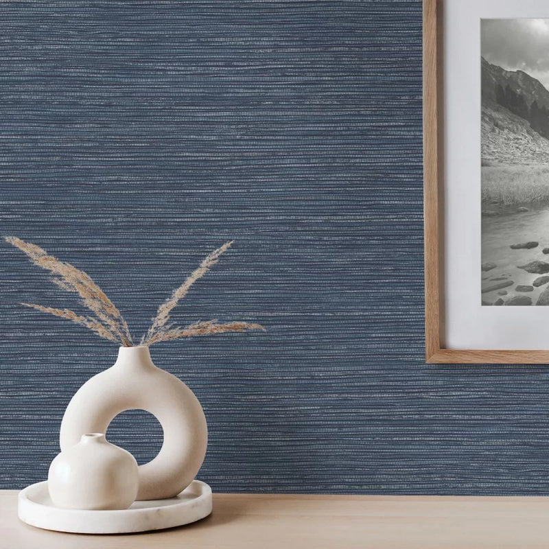 Grasscloth Wallpaper-Indigo