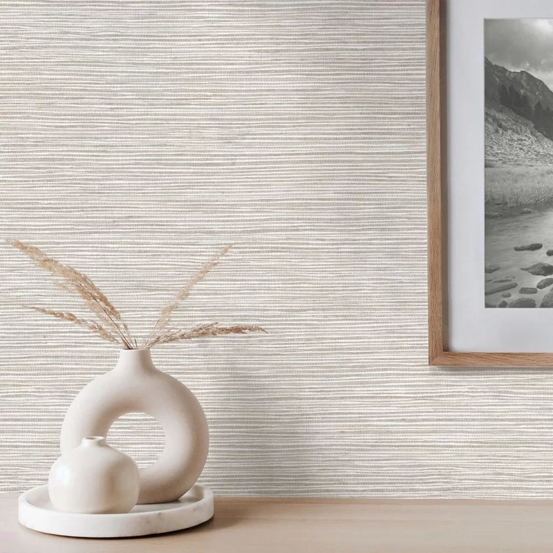 Grasscloth Wallpaper-Soft Grey