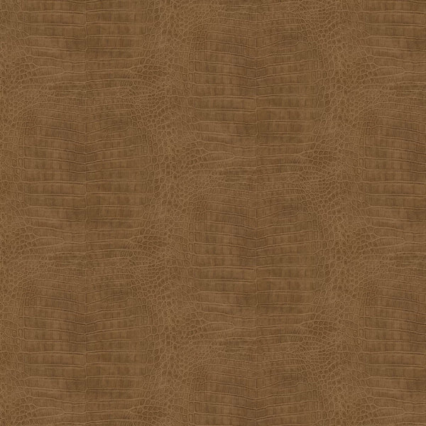 Sample - Imitation Crocodile Leather Wallpapers - Warm Brown