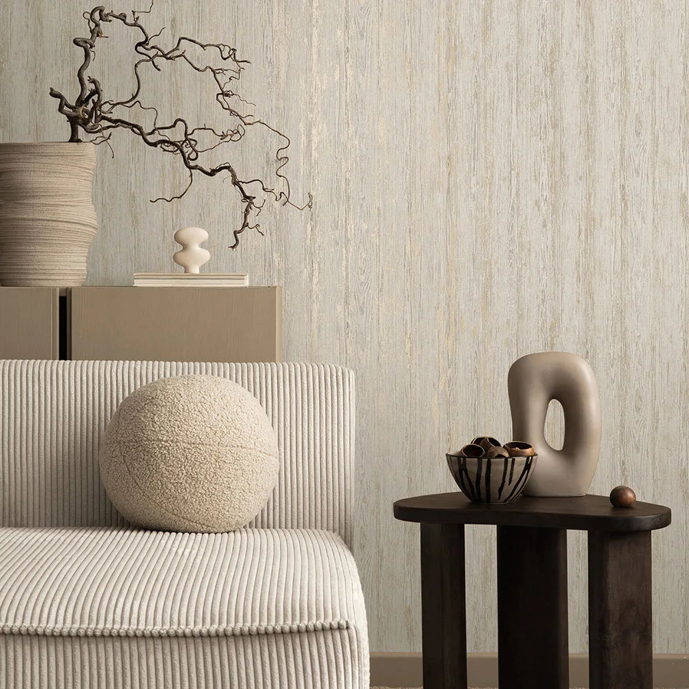 Sapele Wood Panels Wallpaper - Dove