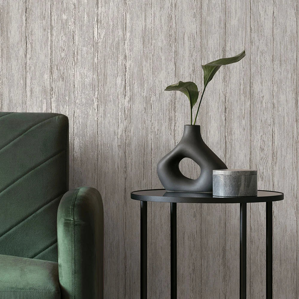 Sapele Wood Panels Wallpaper - Grey