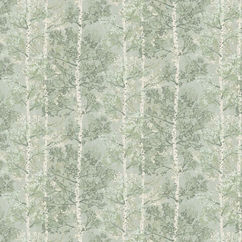 Sample - Silverwood Wallpaper by Rasch - Green