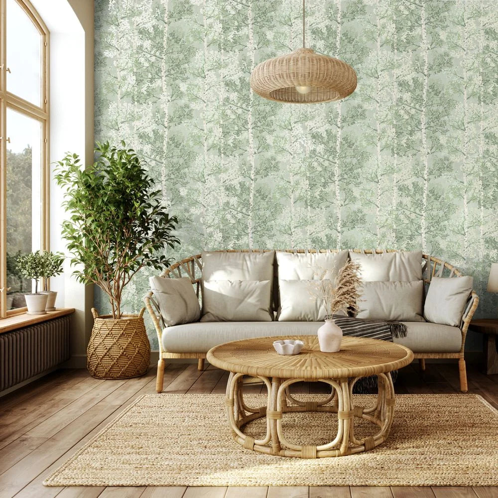 Silverwood Wallpaper by Rasch - Green
