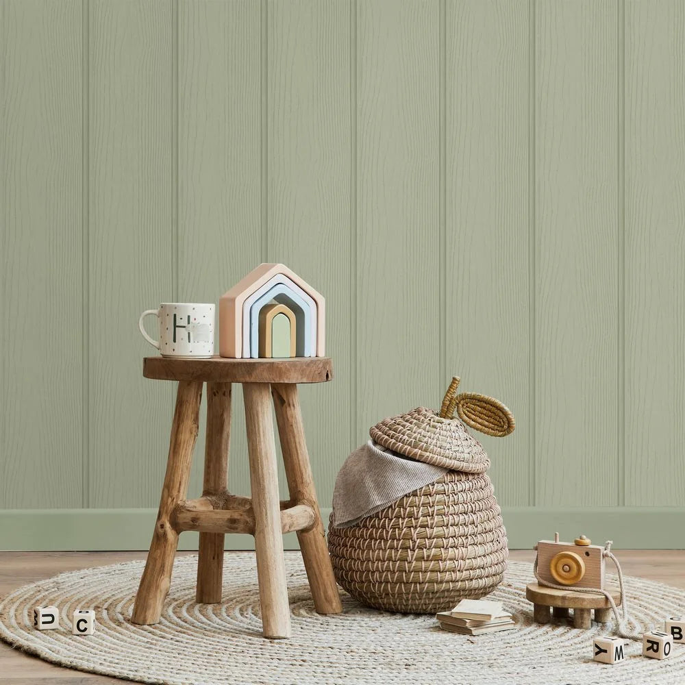 Tongue & Groove Wallpaper – Sage Green