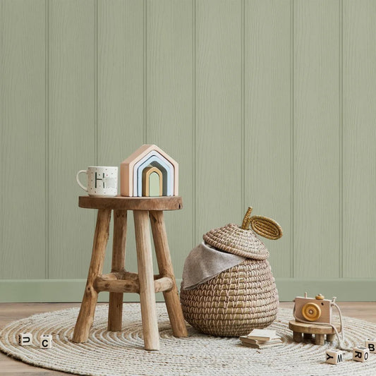 Tongue & Groove Wallpaper – Sage Green