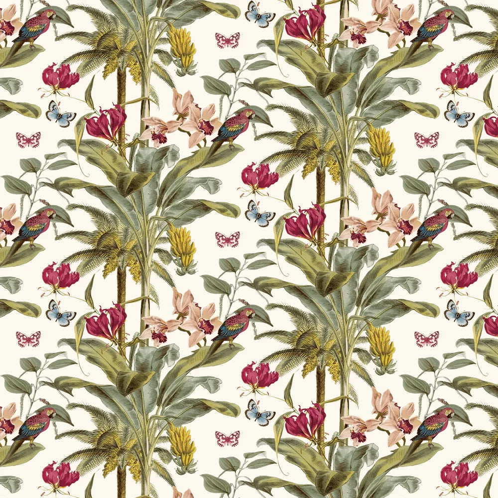 Banana Orchid Wallpaper - Red Multi