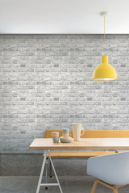 Vintage Brick Wallpaper - Grey